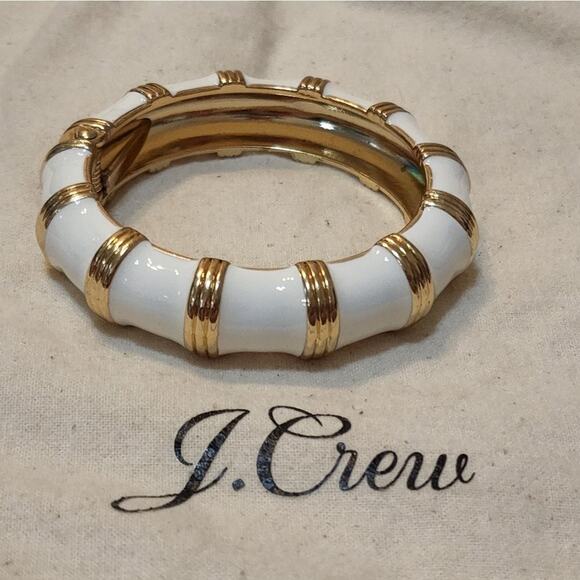 J. Crew Jewelry - J.‎ Crew white enamel and gold tone magnetic hinged bangle bracelet